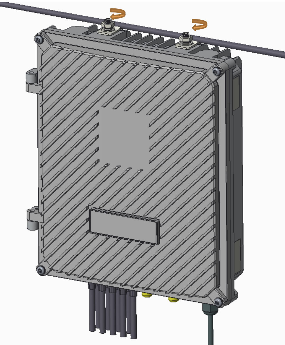 GLxH switch hung on an aerial strand wire